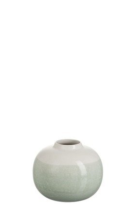 Vase Keramik, Weiß/Minze