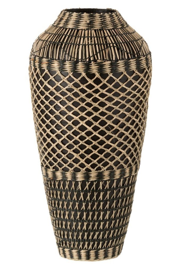 Vase Ethnisch Bambus Schwarz Groß