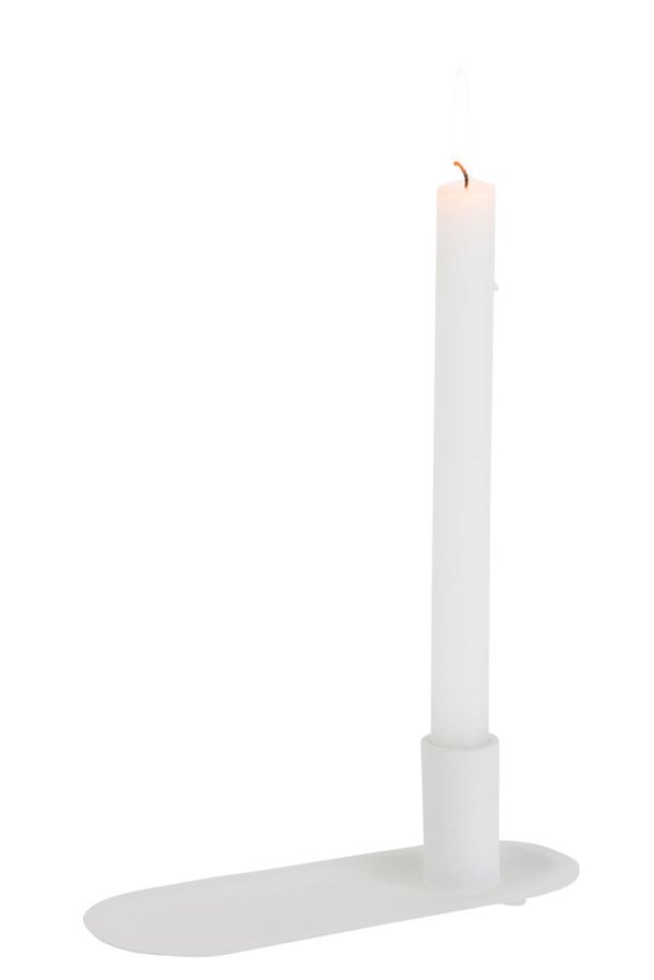 Kerzenhalter Tablett Metall Weiß